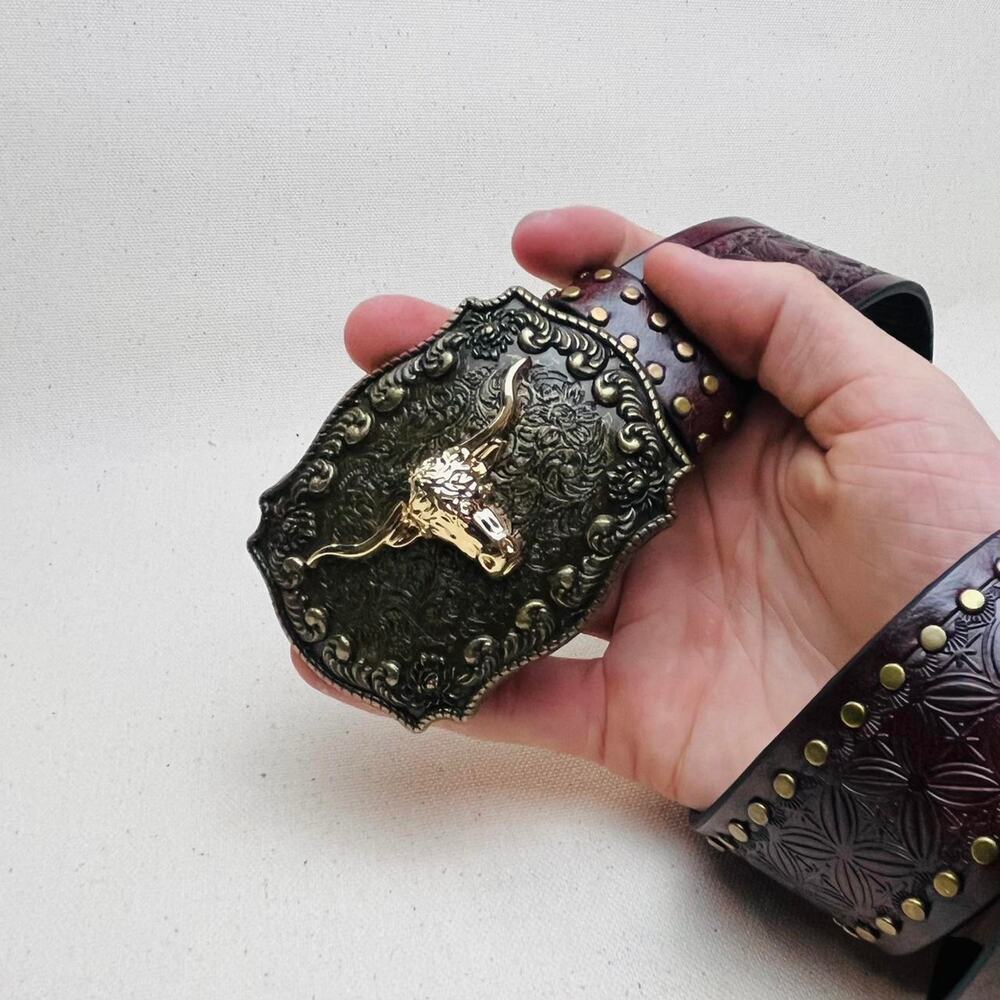 Vintage brown and gold studded american western cowboy